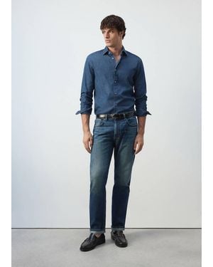 Mango Chambray-Hemd Aus 100 Baumwolle - Blau