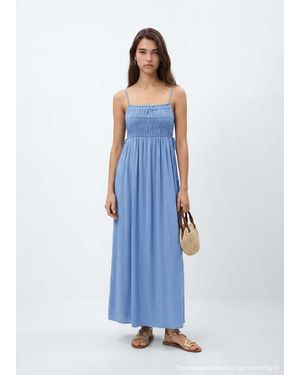 MANGO TEEN Long Dress With Bead Detailing - Blue