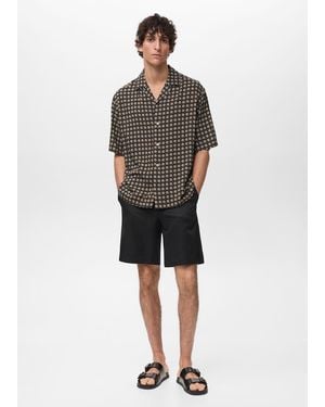 Mango Printed Fluid Regular-Fit Shirt - Black