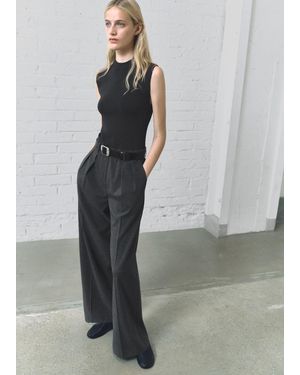 Mango Pinstripe Jumpsuit Combination - Grey