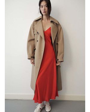 Mango Silk V-Neck Dress - Red