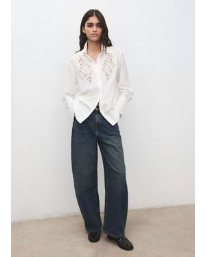Mango Embroidered Openwork Shirt - White