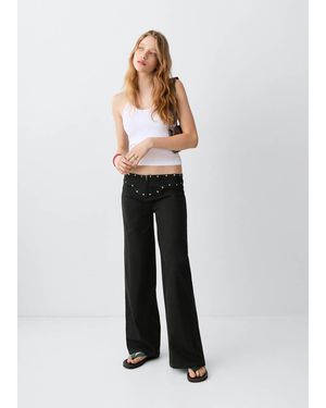 MANGO TEEN Low-Waist Jeans With Permanent Studs - White