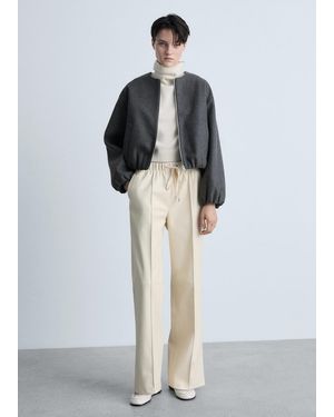Mango Gathered Bomber Jacket - White