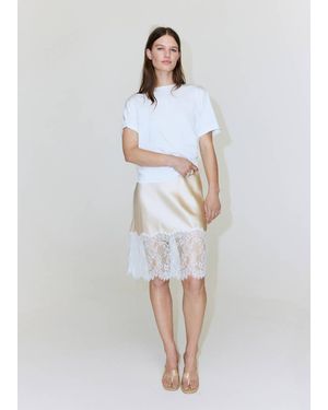 Mango Lace Slip Skirt - White