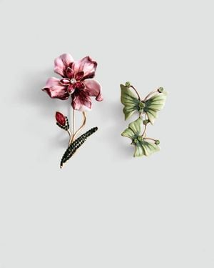 Mango Set Of 2 Combined Brooches - Metallic