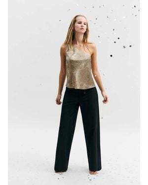 MANGO TEEN Metallic Asymmetrical Top - Blue