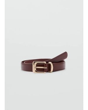 Mango Square Buckle Belt - Brown