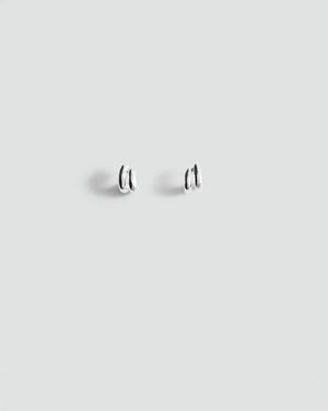 Mango Double Hoop Stainless Steel Earrings - White
