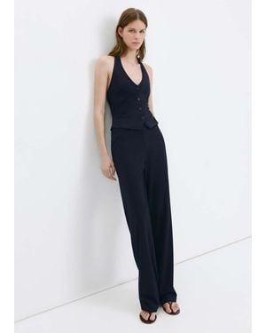 Mango Halter-Neck Gilet With Buttons - Blue