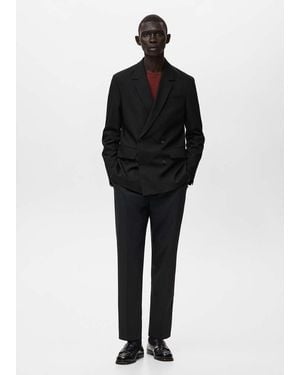 Mango Boston Regular-Fit Double-Breasted Suit Jacket - Black