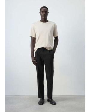 Mango Regular Fit Trousers - White