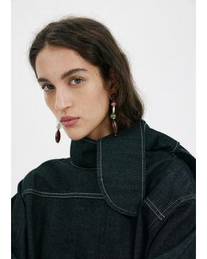 Mango Combined Long Earrings - Brown