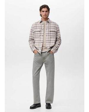 Mango Check Flannel Overshirt - Gray