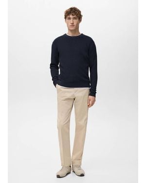 Mango Fine Rib-Knit Cotton Jumper - Blue