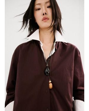 Mango Combined Double-Pendant Necklace - Brown