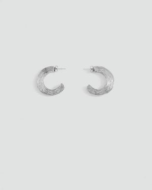 MANGO TEEN Textured Hoop Earrings - Metallic