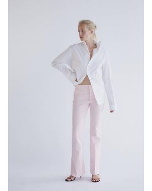 Mango Mid-Rise Flare Trousers - White