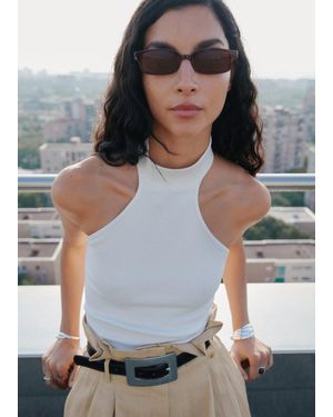 Mango Rectangular-Frame Sunglasses - Grey