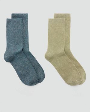 MANGO TEEN Pack Of 2 Lurex Socks - Blue