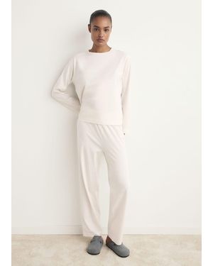 Mango Two-Piece Plain Cotton Pajamas - Blue