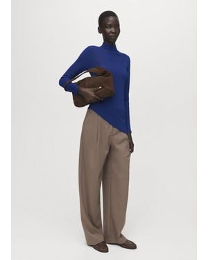 Mango Jumper With Asymmetrical Turtleneck - Blue