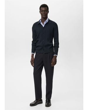 Mango Structured Knitted Shirt - Blue