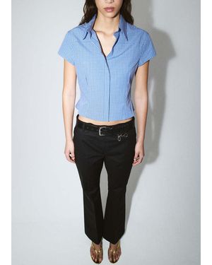 Mango Flared Trousers With Welt Pockets - Blue