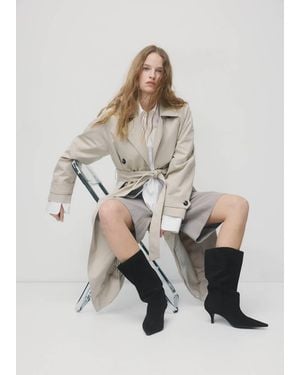 Mango Suede Ankle Boots With Pointed Toe And Heel - Natural