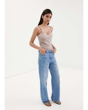 Mango Danila High-Waisted Wide Leg Jeans - Blue