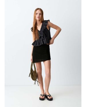 MANGO TEEN Asymmetric Short Skirt - Black