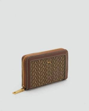 Mango Medium Jacquard Wallet With Logo - Brown