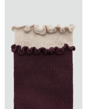 Mango Pack Of 2 Ribbed Cotton Socks - Purple