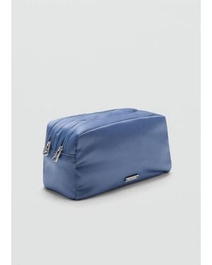 Mango Satinierter Necessaire Mit Doppeltem Fach - Blau