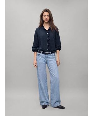 MANGO TEEN Blouse With Textured Ruffle Detail - Blue