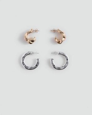 MANGO TEEN Pack Of 2 Irregular Hoop Earrings - Metallic