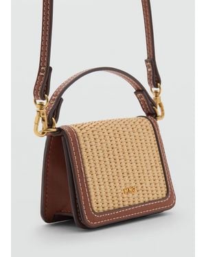 Mango Raffia-Effect Crossbody Purse - Brown