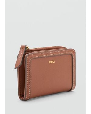 Mango Small Wallet With Saffiano Effect - Brown