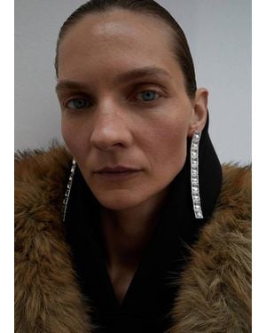 Mango Crystal Pendant Earrings - Brown