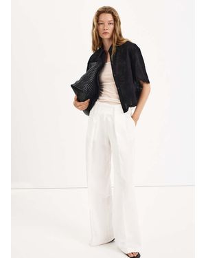 Mango Camicia Crop Ricamata Nero - Neutro