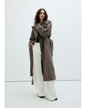 Mango Manteco Wool Coat With Belt - White
