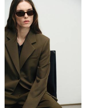 Mango Semi-Transparent Frame Sunglasses - Black