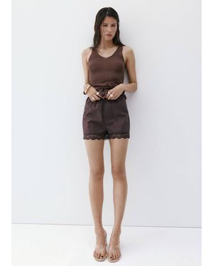 Mango Short Dritti Dettaglio Pizzo Marrone