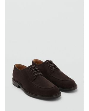 Mango Split Leather Suit Shoes - Black