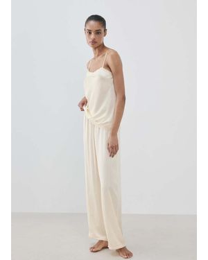 Mango Satin Lace-Trim Pyjama Trousers - White