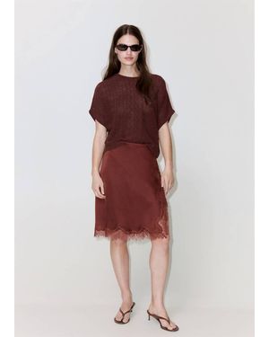 Mango Short-Sleeved Knitted Jumper - Orange