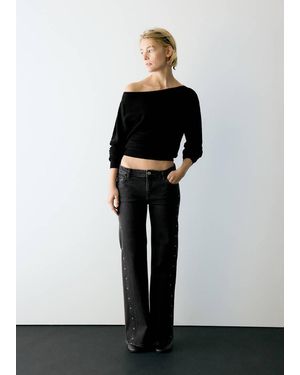 MANGO TEEN Asymmetric Lurex Knit Jumper - Black