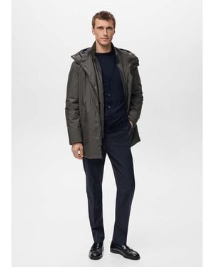 Mango Detachable Water-Repellent Padded Parka - Blue