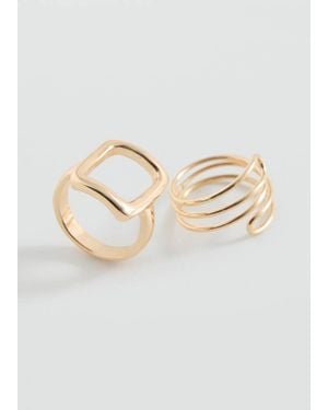 MANGO TEEN 2-Pack Combined Rings - White