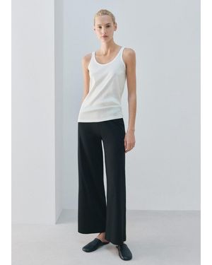 Mango Top Cotone Collo Rotondo Bianco